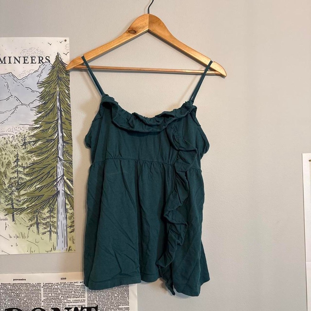ELLE Hunter Green Ruffle Cami babydoll Tank Top Fairycore